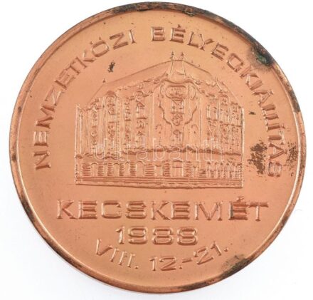 1988. 'SZOCFILEX '88 / Nemzetközi Bélyegkiállítás - Kecskemét 1988. VIII.12-21.' kétoldalas Br emlékérem (42,5mm) T:2 patina
