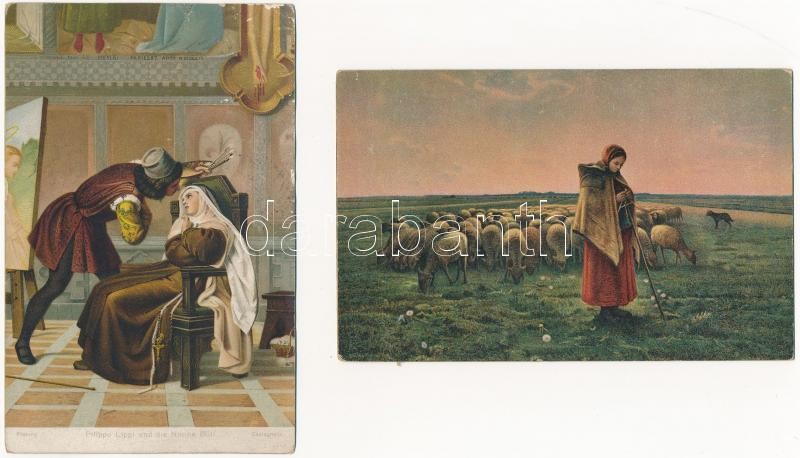 5 db RÉGI Stengel litho képeslap vegyes minőségben / 5 pre-1945 Stengel litho art motive postcards in mixed quality - Image 2