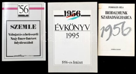 1956-os forradalom témájú könyvek, össz. 3 db: 1956 évkönyv IV. 1995. Bp., 1995, 1956-os intézet. Kiadói papírkötés. + Kozák Gyula (szerk.): Szemle. Válogatás a brüsszeli Nagy Imre Intézet folyóiratából. Bp., 1991,