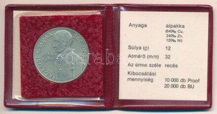 1984. 100Ft alpakka 'Körösi Csoma Sándor' bordó műbőr tokban, tanúsítvánnyal T:BU Adamo EM78