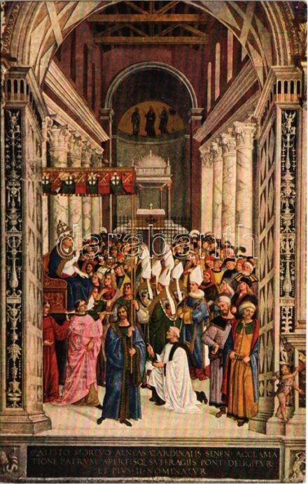 Siena, Libreria del Duomo, Pinturicchio, Enea Piccolomini e creato Pontefice col nome di Pio II / Pope Pius II (EK)