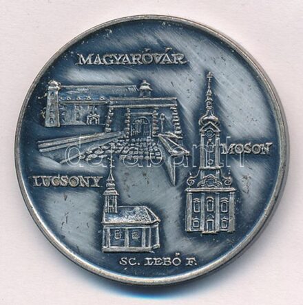 Lebó Ferenc (1960-) 1989. 'Mosonmagyaróvár 50 éves' kétoldalas ezüstpatinázott Br emlékérem (42,5mm) T:1- kopott ezüstpatina