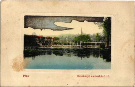 1917 Pécs, Balokányi csolnakázó tó. Schmeiszl és Kálmán kiadása (fl)