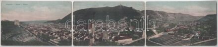 1905 Brassó, Kronstadt, Brasov; Három részes szétszakadt panorámalap / 3-tiled folding panoramacard in three parts