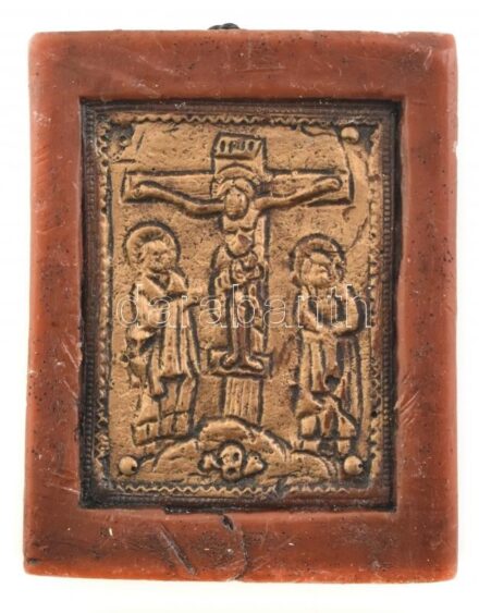 Krisztus a kereszten, viaszkép, 8×6 cm