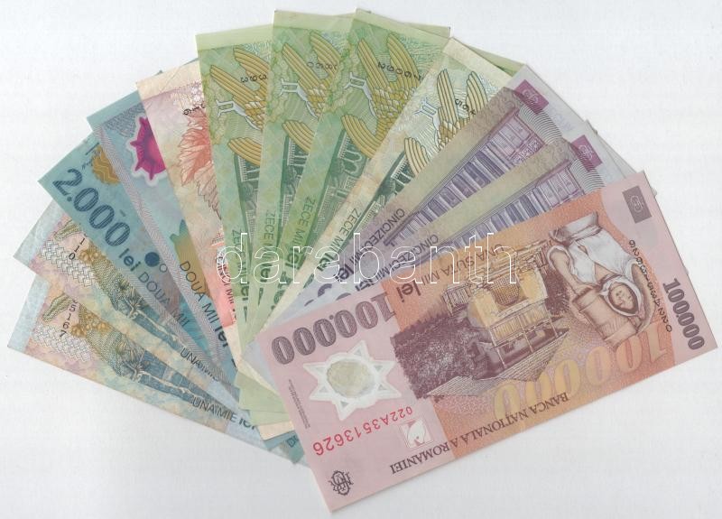 Románia 1998-2001. 2000L-100.000L (12x) T:II-,III Romania 1998-2001. 2000 Lei - 100.000 Lei (12x) C:VF,F - Image 2