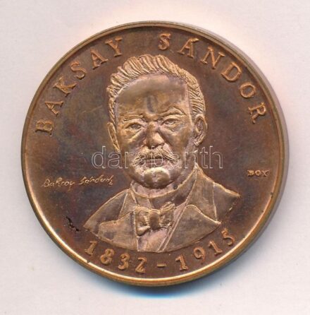 Bognár György (1944-) / Dr. Balogh Imre (1930-) 1989. 'Baksay Sándor 1832-1915 / Kunszentmiklósi Baksay Sándor Gimnázium' kétoldalas bronz emlékérem (42,5mm) T:1- patina
