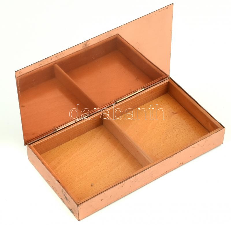 Retró fém doboz, jelzés nélkül, kopott, karcos. 10x18x2,5cm - Image 2