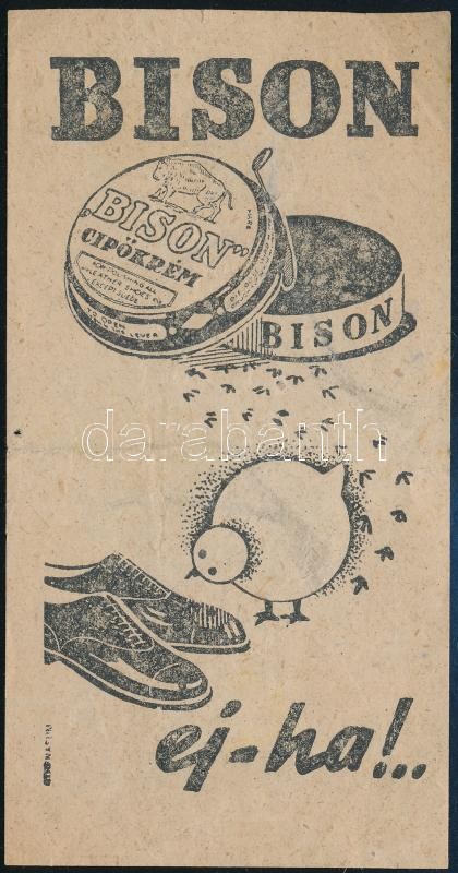 cca 1920-1930 Bison cipőkrém számolócédula