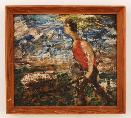Varga jelzéssel: Üvöltő. Olaj, farost, keretben, 28×31 cm