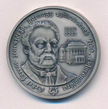 2010. 'Erkel Ferenc zeneszerző, karnagy születésének 200. évfordulójára / A Himnusz megzenésítője és a magyar opera megteremtőjének szülőháza - Gyula' kétoldalas ezüstpatinázott Br emlékérem (42,5mm) T:1,1- ph
