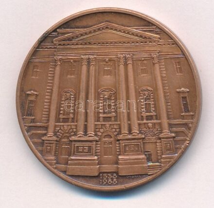 Győrfi Sándor (1951-) 1988. 'Debreceni Református Kollégium' kétoldalas Br emlékérem (42,5mm) T:1- patina