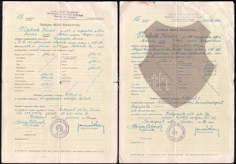 cca 1970 Csepel vas- és Fémművek Szerszámgépgyár bizonyítványok, igazolások, oklevelek 12 db - Image 2