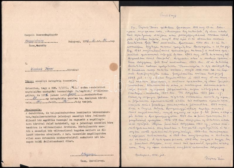 cca 1970 Csepel vas- és Fémművek Szerszámgépgyár bizonyítványok, igazolások, oklevelek 12 db - Image 4