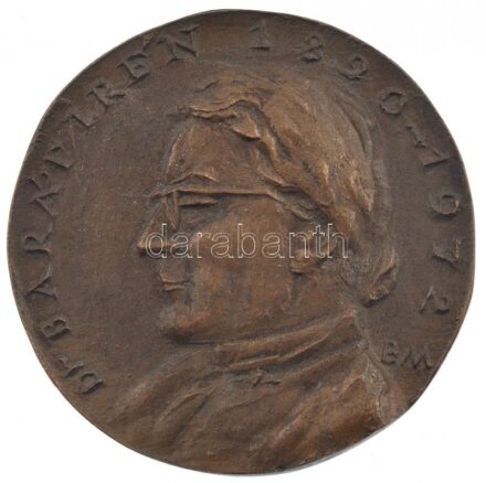Borsos Miklós (1906-1990) DN 'dr. Barát Irén 1890-1972' egyoldalas bronz emlékérem (60mm) T:1-