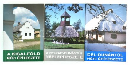 Vegyes, a Dunántúl népi építészetiével foglalkozó könyvtétel, 3 db: Dél-Dunántúl népi építészete. Szerk.: L. Imre Mária, Cseri Miklós. Szentendre-Pécs, 1991., Szentendrei Szabadtéri Néprajzi Múzeum-Pécsi Janus Pannonius