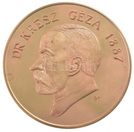 Stanzel Antal (1938-1998) 1987. 'Dr. Kresz Géza 1887 / 100 éves a Mentésügy 1887-1987' kétoldalas bronz PP emlékérem, (60mm) T:2 folt