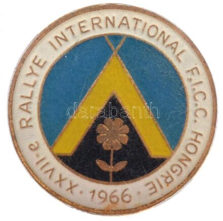 1966. 'XXVIIe RALLYE INTERNATIONAL F.I.C.C. HONGRIE' műgyantás jelvény (20mm) T:1-
