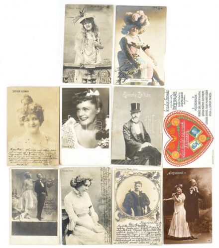 Kb. 106 db RÉGI képeslap főleg magyar színészekkel / Cca. 106 pre-1945 postcards with mostly Hungarian actors and actresses