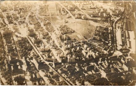 1920 Budapest I. Déli pályaudvar, Vérmező. Magyar aeroforgalmi részvénytársaság légi felvétele, photo + 'Légi Posta Megnyitás Rákosi Repülő Nap' So. Stpl