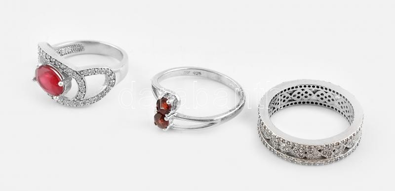 Ezüst(Ag) gyűrű, 3 db, jelzett, méret: 52, 57, 56, bruttó: 10 g