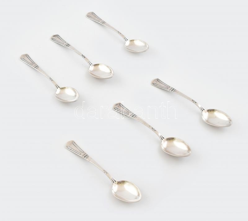 6 db szecessziós ezüst (Ag) kiskanál. Jelzett, nettó 144 g