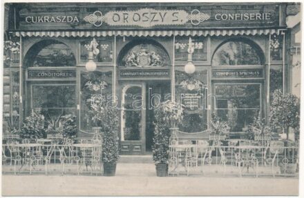 Budapest VI. Oroszy Sándor cukrászdája, Ő cs. és kir. fenség József főherceg udvari szállítója. Teréz körút 3.