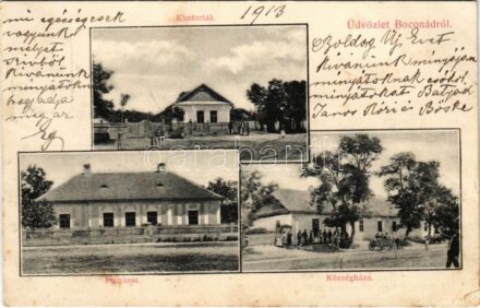 1913 Boconád (Heves), Kántorlak, plébánia, községháza (EK)