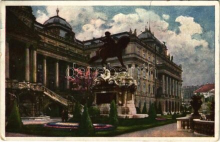 1917 Budapest I. Királyi várpalota és Jenő főherceg szobor. Művészlevelezőlap Hausner H. 7014/4. (EK)