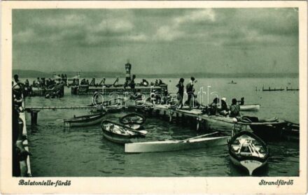 1941 Balatonlelle-fürdő, strandfürdő, csónakok + 'P.U. LEVÉLSZEKRÉNYBŐL'