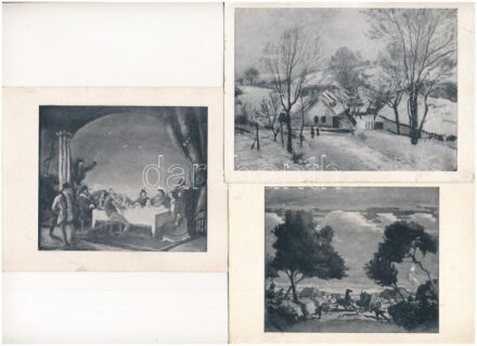 3 db MODERN magyar művészlap a hadigondozás javára / 3 MODERN Hungarian art postcards