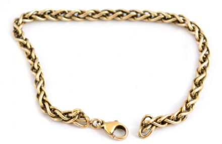 Aranyozott ezüst(Ag) karkötő, jelzés nélkül, kapocskarika nélkül, h: 19 cm, nettó: 10,65 g