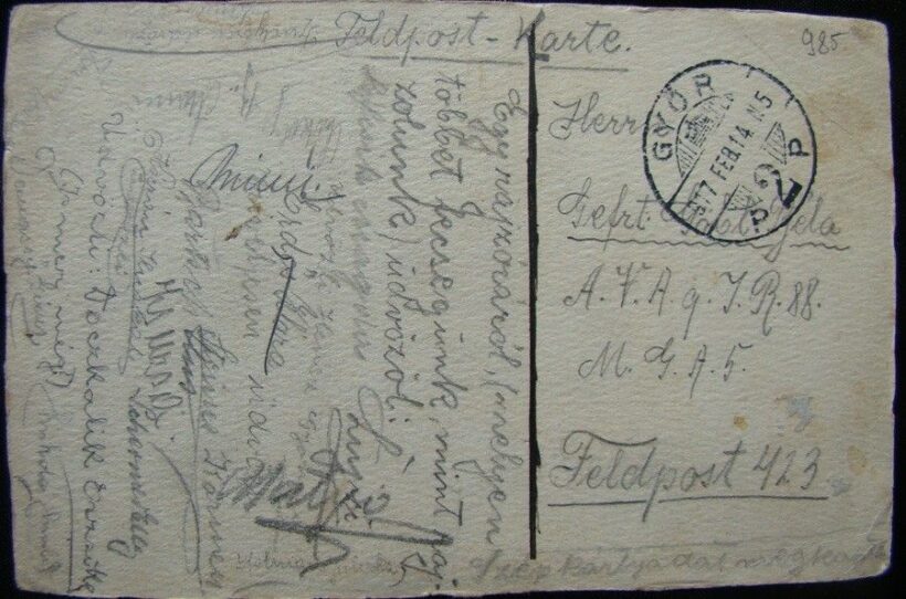 55-985 ~1917 Kézzel készitett képeslap "A.V.A.G T.r 88"