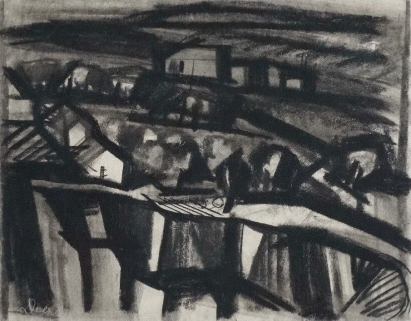 Deli Antal (1886–1960): Házak a domboldalon (Szentendre, 1943)