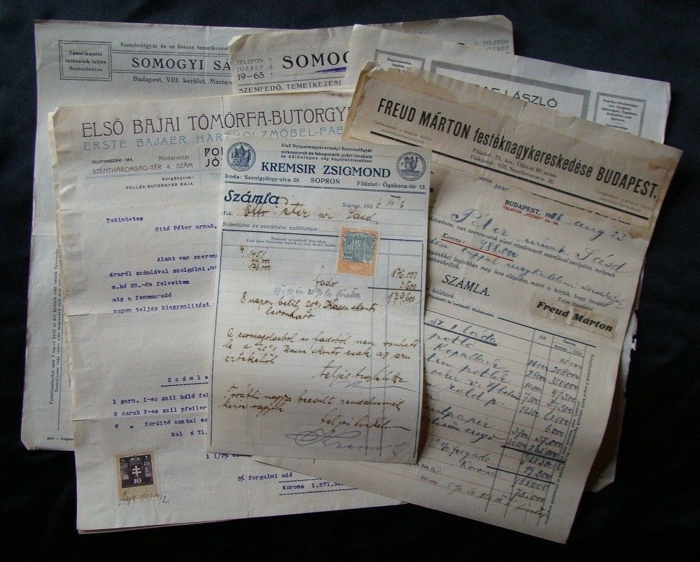 56-768 7 db fejléces számla különböző cégektől