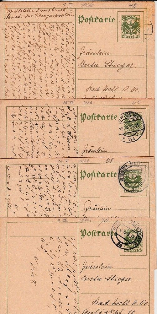 56-565 1926. 4 db Héber nyelvű levelezőlap.