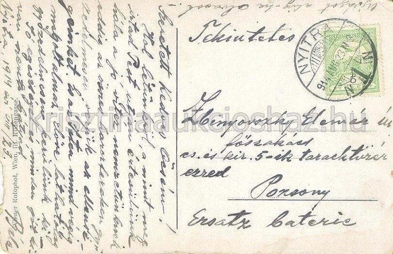 56-417 1918 Képeslap "Cs és kir. 5-dik tarack tűzér ezred"