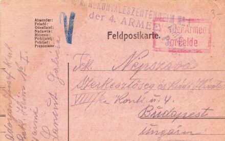 56-52 1916 Tábori postai levelezőlap a Népszava szerkesztőségének.