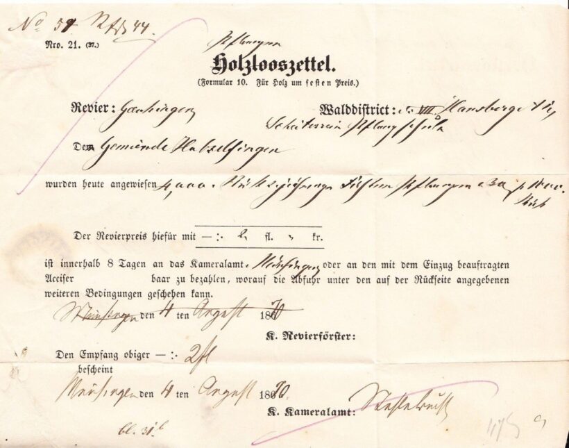 56-58 1870 Favásárlási jegy