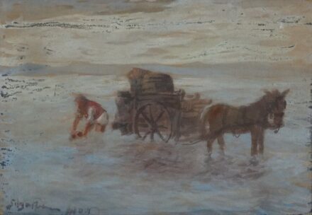 Siligai Ferenc (1873 - 1924): Szamárkordé a Balatonban - ajánlással 1910-ből