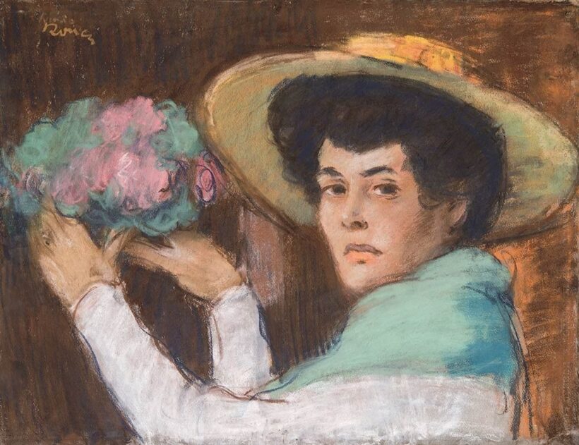 Rippl-Rónai József (1861-1927): Kalapos nő csokorral, 1900-as évek eleje