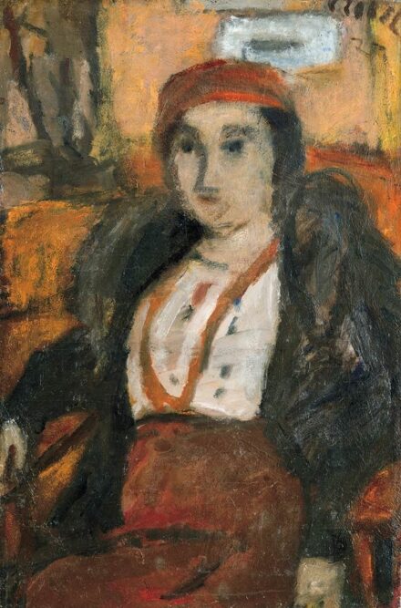 Czóbel Béla (1883-1976): Hölgy vörös kalapban