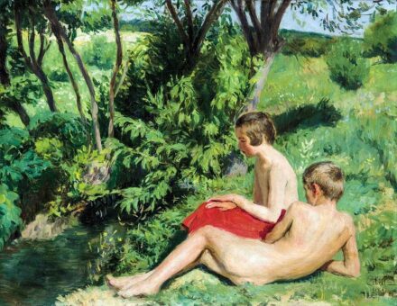 Glatz Oszkár (1872-1958): Vízparton fürdőző gyerekek, 1931
