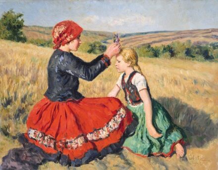 Glatz Oszkár (1872-1958): Lányok a réten, 1942