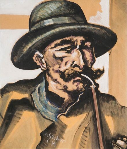 Scheiber Hugó (1873-1950): Pipázó férfi