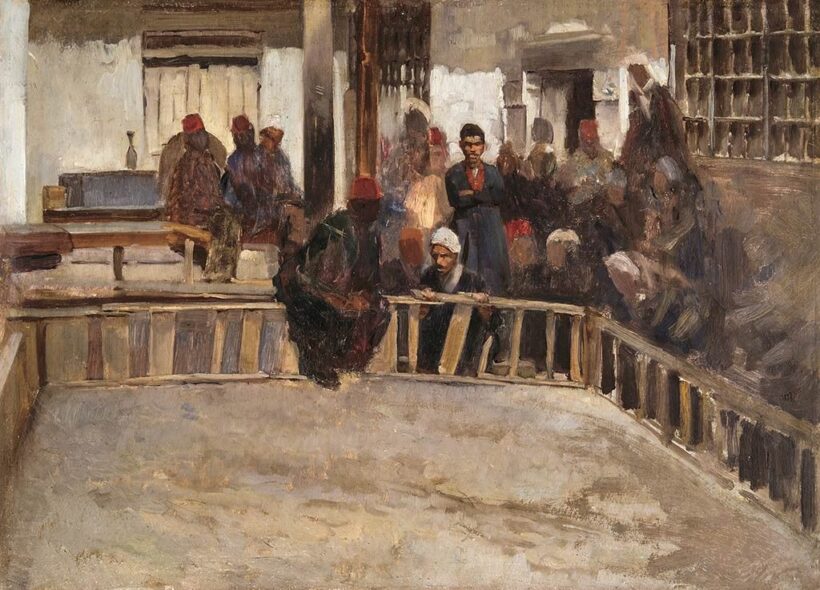Eisenhut Ferenc (1857-1903): Vázlat a Kakasviadalhoz, Kairó, 1894