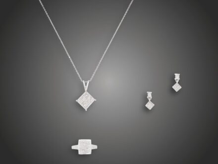 Garnitúra, 4 db, 585 au, 233 bril. cca. 1,20 ct, 8,8 g