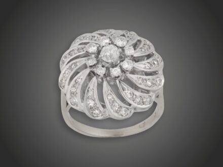 Gyűrű, 585 au, 45 bril. cca. 1,00 ct, 7,4 g
