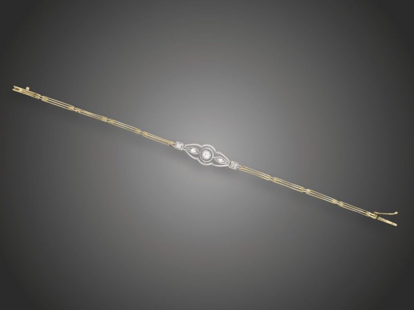 Karkötő, 580 au, 5 bril. cca. 0,35 ct, 8,0 g