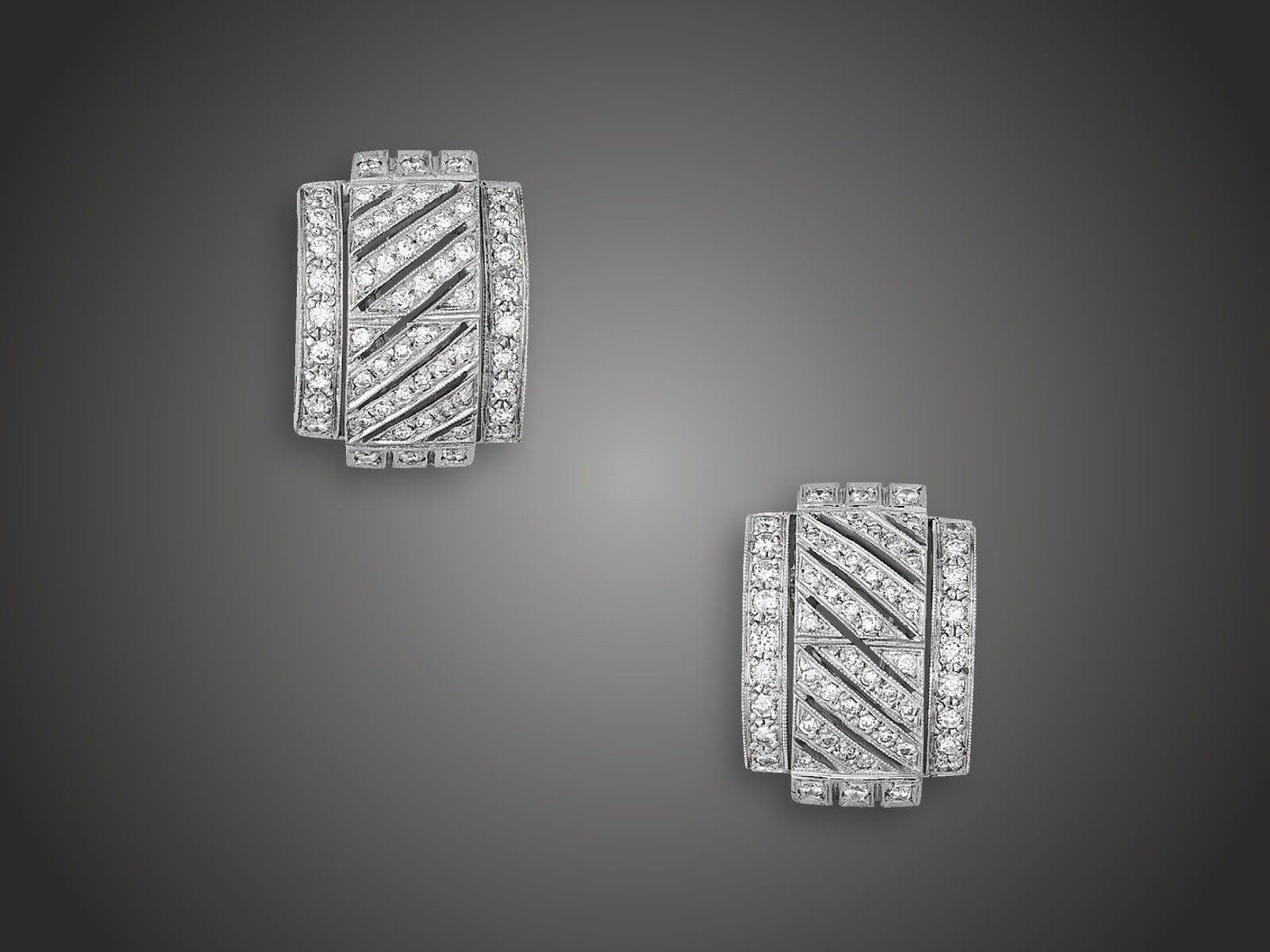 Fülbevaló, 585 au, 102 bril. cca. 2,08 ct, 16,3 g